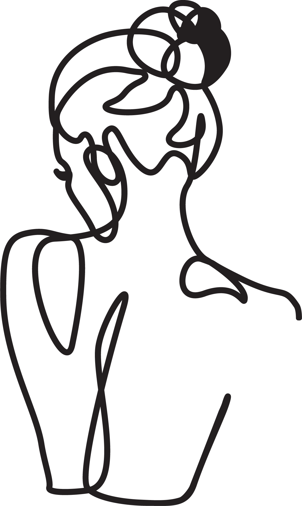 site logo. Line art outline of elegant woman